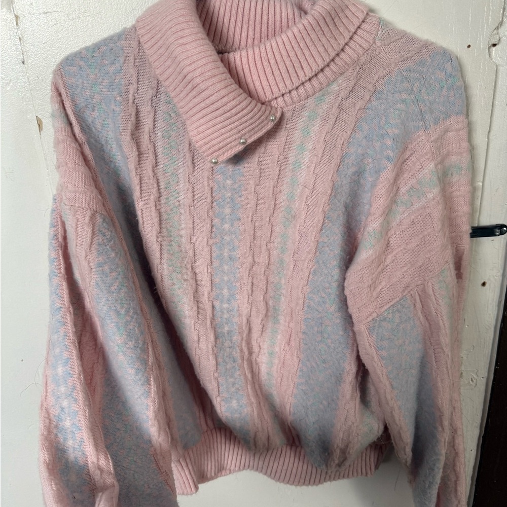 Pastel Pink and Blue Women's Sweater